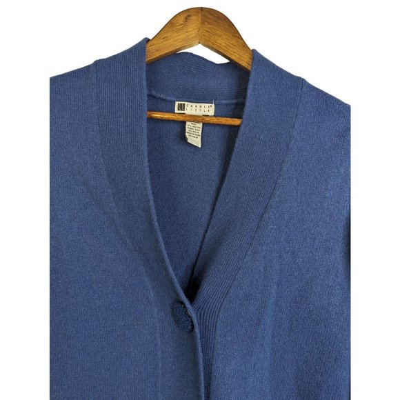 Carole Little Blue Lambswool and Angora Blend Cardigan Office Capsule Wear sz S - Picture 2 of 7